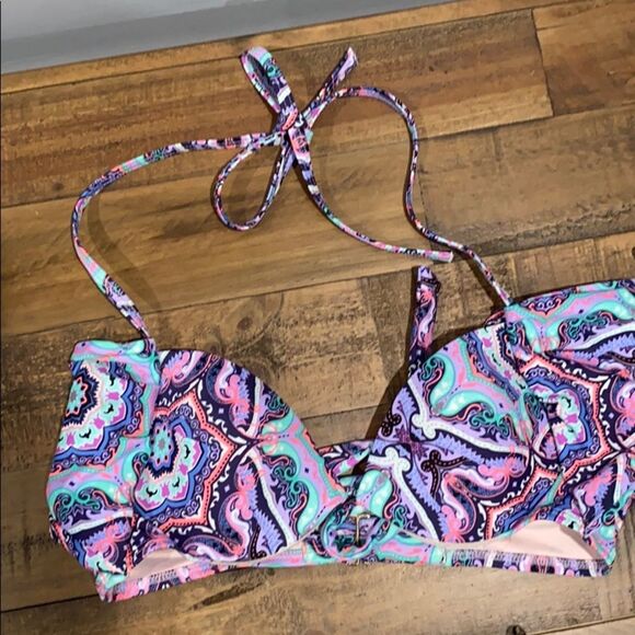 Victoria Secret PINK Women’s Unforgettable Swim Bikini Top Halter Paisley Sz 34A - Picture 4 of 7